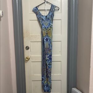 Elegant Blue Patterned Women's Dress